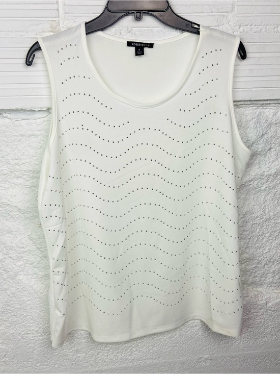 Robert Louis Tops - Robert Louis White Sleeveless Studded Wave-Pattern Tank size 1X